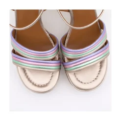 ANGEL ALARCON Amber - Sandalia De Tiras Metalizadas De Colores Con Tacon Ancho Y Plataforma Discount