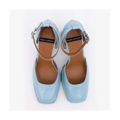 ANGEL ALARCON Anna - Zapatos De Piel Brillante Con Pulsera, Tacon Ancho Y Plataforma New