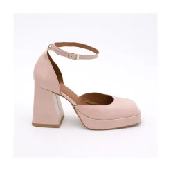 ANGEL ALARCON Anna - Zapatos De Piel Brillante Con Pulsera, Tacon Ancho Y Plataforma