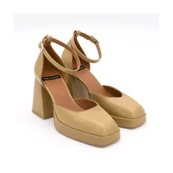 ANGEL ALARCON Anna - Zapatos De Piel Brillante Con Pulsera, Tacon Ancho Y Plataforma Online