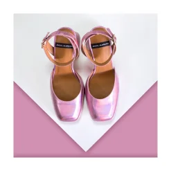 ANGEL ALARCON Badda - Zapato Tornasol Con Correa, Tacon Ancho Y Plataforma Outlet