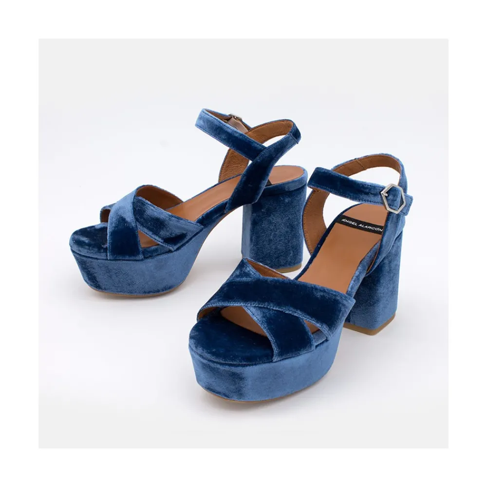 ANGEL ALARCON Berta - Sandalias De Terciopelo Altas Y Comodas