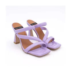 ANGEL ALARCON Cameron - Sandalias De Piel Brillante Con Tiras Anchas Acolchadas Y Tacon Alto New