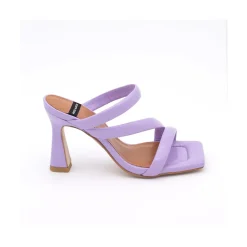 ANGEL ALARCON Cameron - Sandalias De Piel Brillante Con Tiras Anchas Acolchadas Y Tacon Alto New