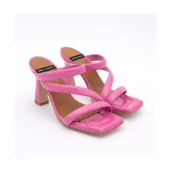 ANGEL ALARCON Cameron - Sandalias De Piel Brillante Con Tiras Anchas Acolchadas Y Tacon Alto Discount