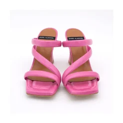 ANGEL ALARCON Cameron - Sandalias De Piel Brillante Con Tiras Anchas Acolchadas Y Tacon Alto Discount