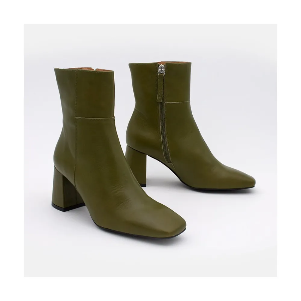 ANGEL ALARCON Enya - Botin De Pielcon Cremallera Interna Y Tacon Ancho Discount