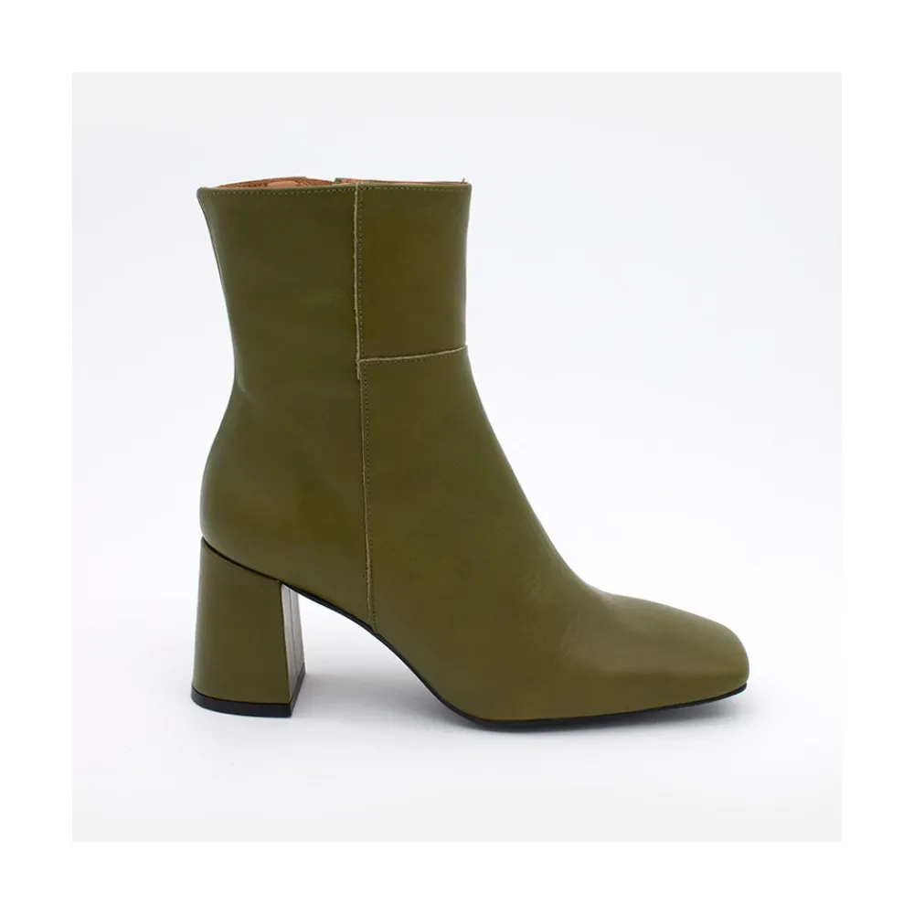 ANGEL ALARCON Enya - Botin De Pielcon Cremallera Interna Y Tacon Ancho Discount