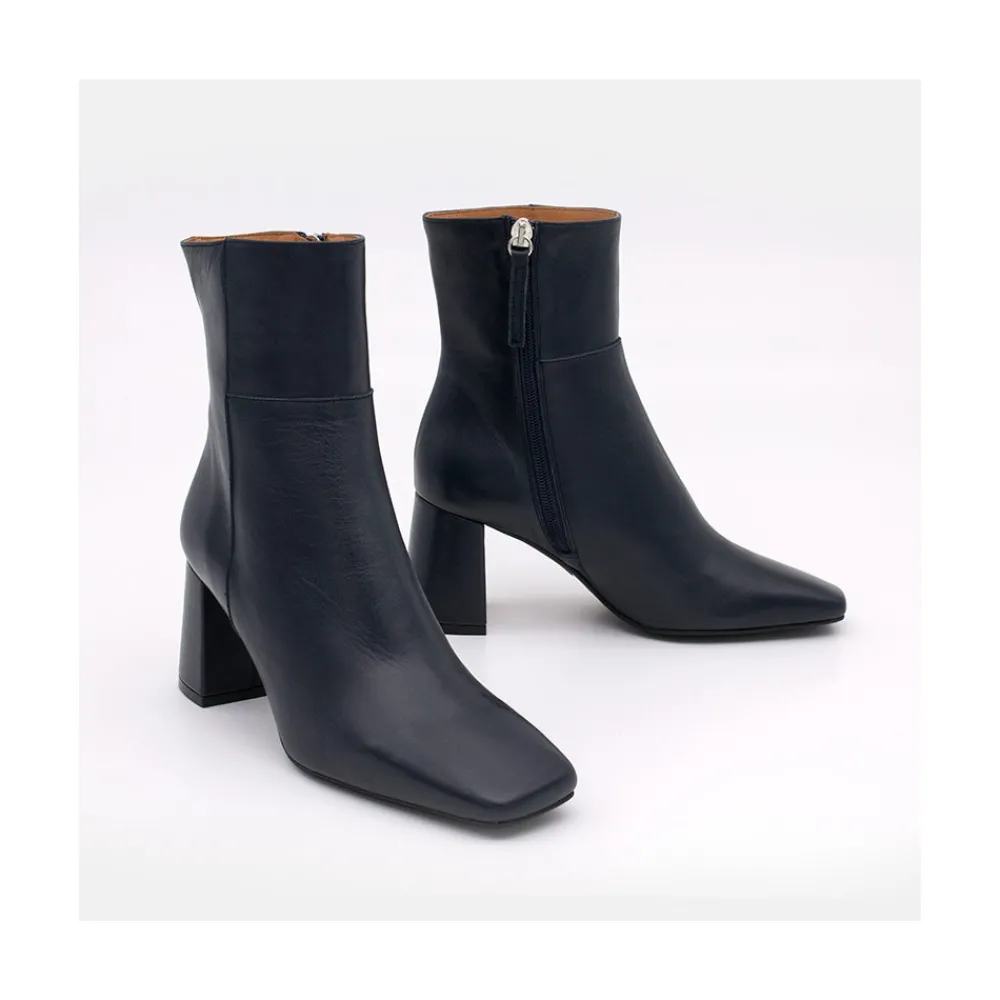 ANGEL ALARCON Enya - Botin De Pielcon Cremallera Interna Y Tacon Ancho Discount