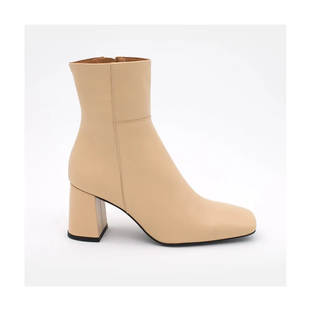 ANGEL ALARCON Enya - Botin De Pielcon Cremallera Interna Y Tacon Ancho Outlet