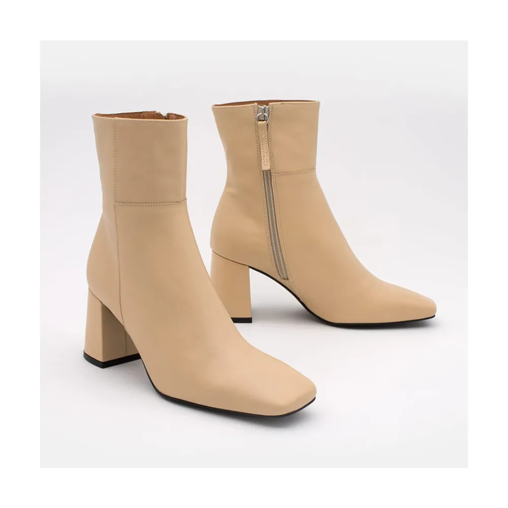ANGEL ALARCON Enya - Botin De Pielcon Cremallera Interna Y Tacon Ancho Outlet