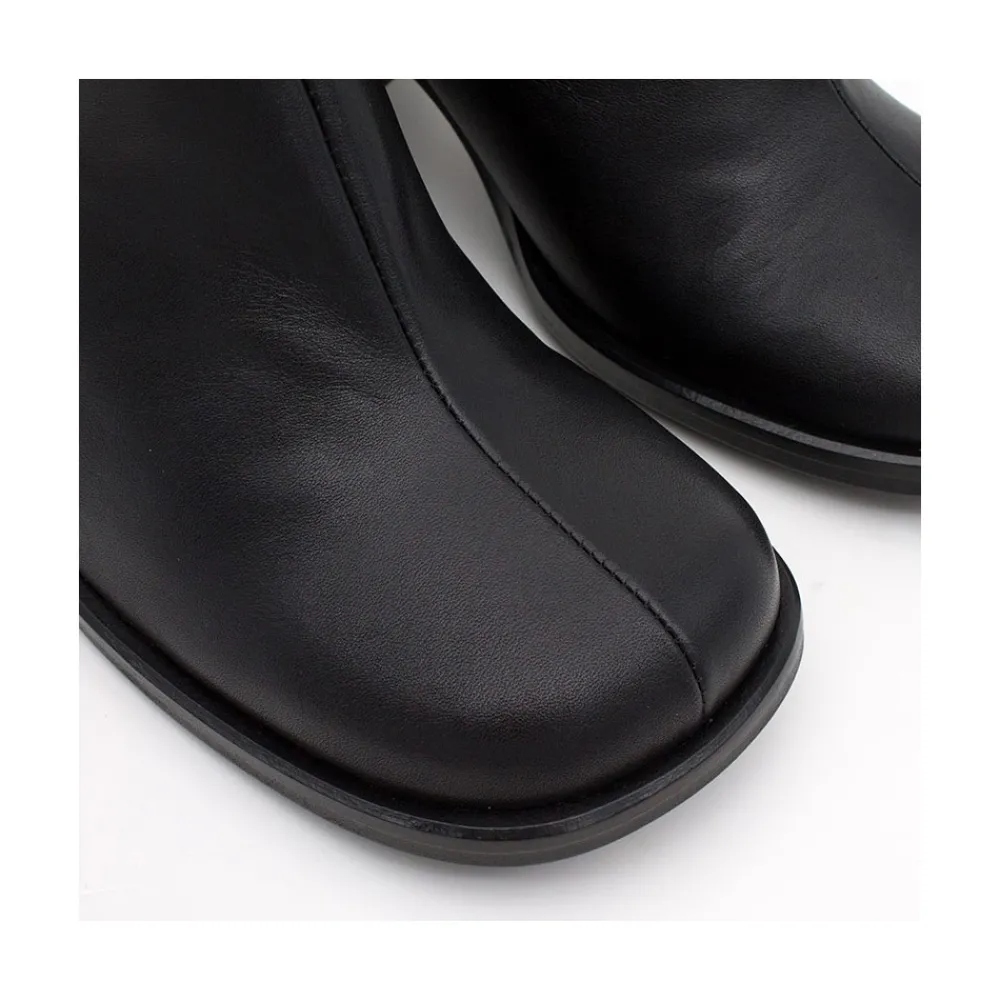 ANGEL ALARCON Garbo - Botines Chelsea De Piel Con Puntera Redonda Y Tacon Ancho Sale