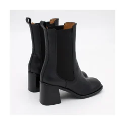ANGEL ALARCON Garbo - Botines Chelsea De Piel Con Puntera Redonda Y Tacon Ancho Sale