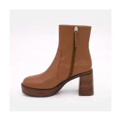 ANGEL ALARCON Greta - Botin De Piel Con Tacon Y Plataforma De Madera Best