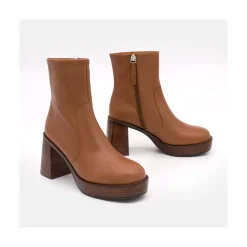 ANGEL ALARCON Greta - Botin De Piel Con Tacon Y Plataforma De Madera Best