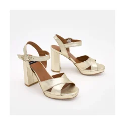 ANGEL ALARCON Helleny - Sandalias Metalizadas Con Plataforma Y Tacon Ancho Discount