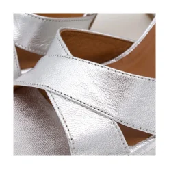 ANGEL ALARCON Helleny - Sandalias Metalizadas Con Plataforma Y Tacon Ancho Best