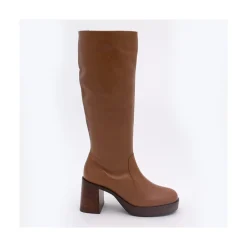 ANGEL ALARCON Imbrulia - Bota De Piel Con Tacon Y Plataforma New