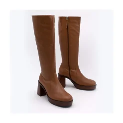 ANGEL ALARCON Imbrulia - Bota De Piel Con Tacon Y Plataforma New
