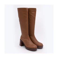 ANGEL ALARCON Imbrulia - Bota De Piel Con Tacon Y Plataforma New