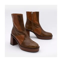 ANGEL ALARCON Ingrid - Botin De Piel Brillante Con Tacon Y Plataforma Hot