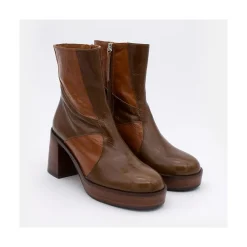 ANGEL ALARCON Ingrid - Botin De Piel Brillante Con Tacon Y Plataforma Hot