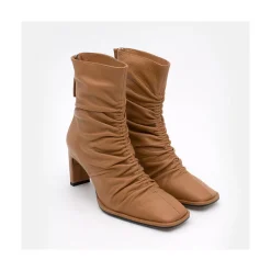 ANGEL ALARCON Janet - Botines De Piel Arrugados Con Tacon Outlet