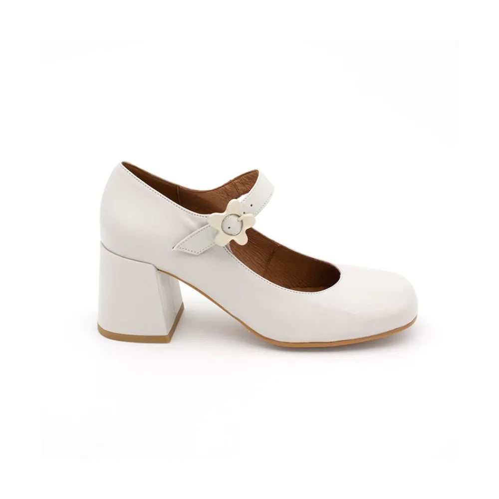 ANGEL ALARCON Jett Flower - Zapatos Mary Jane Con Hebilla De Flor Y Tacon Ancho Clearance