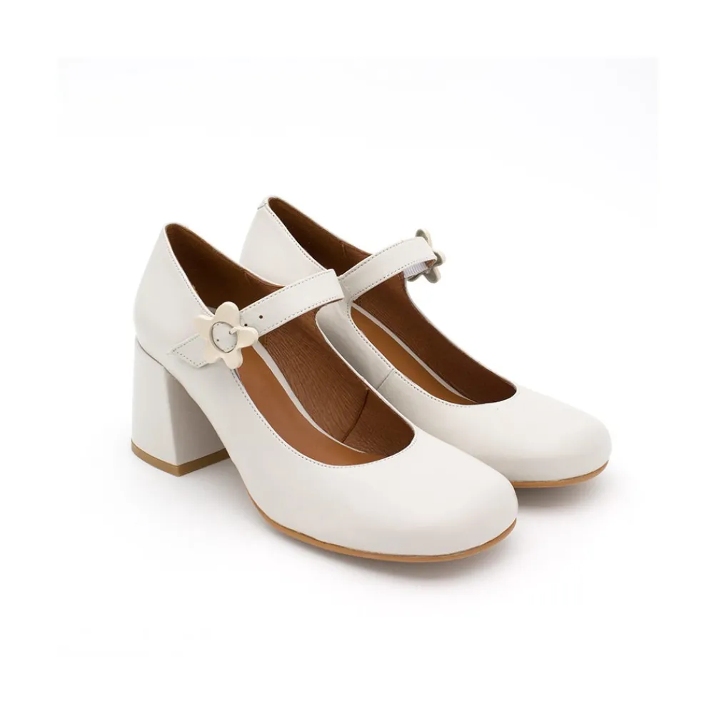 ANGEL ALARCON Jett Flower - Zapatos Mary Jane Con Hebilla De Flor Y Tacon Ancho Clearance