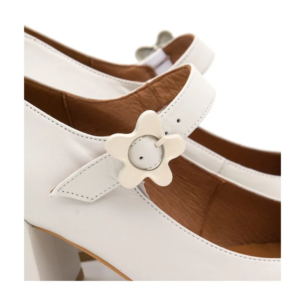 ANGEL ALARCON Jett Flower - Zapatos Mary Jane Con Hebilla De Flor Y Tacon Ancho Clearance
