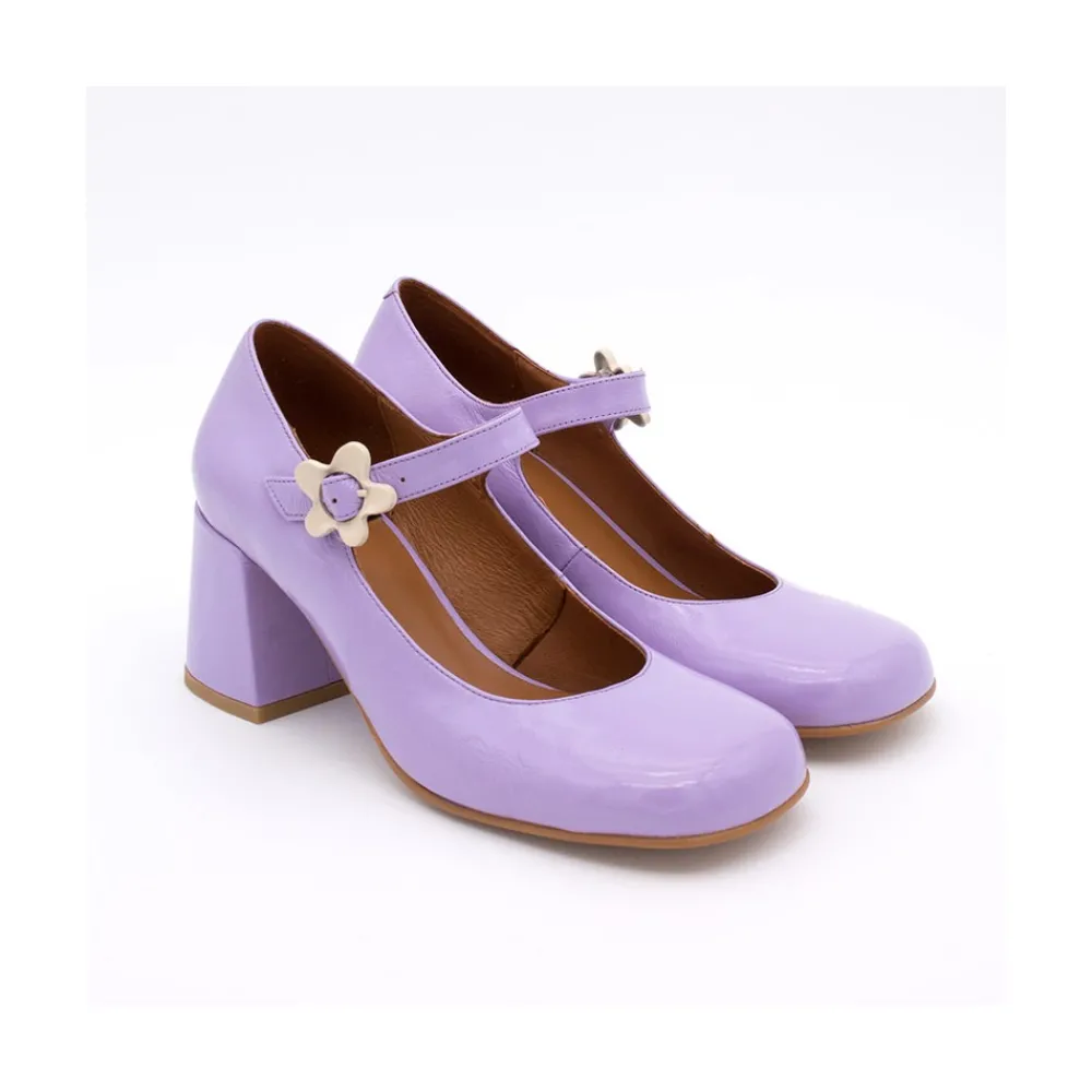 ANGEL ALARCON Jett Flower - Zapatos Mary Jane Con Hebilla De Flor Y Tacon Ancho Discount