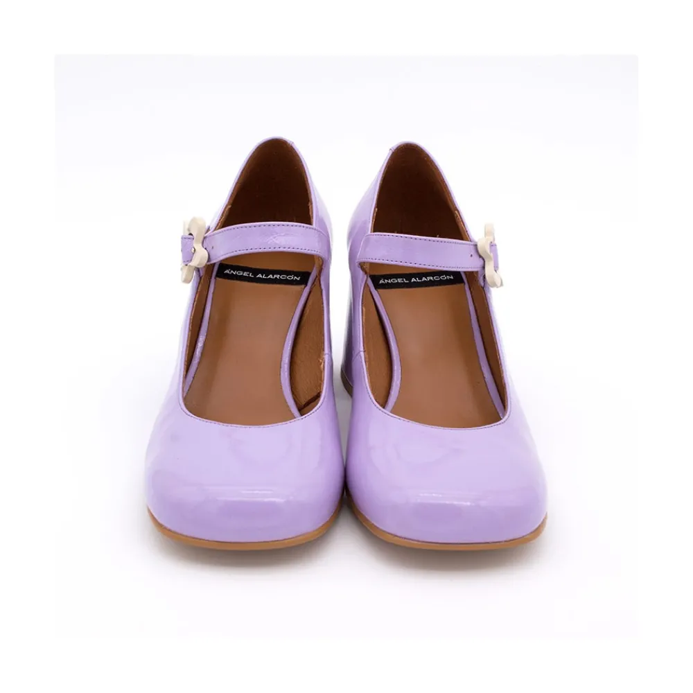 ANGEL ALARCON Jett Flower - Zapatos Mary Jane Con Hebilla De Flor Y Tacon Ancho Discount