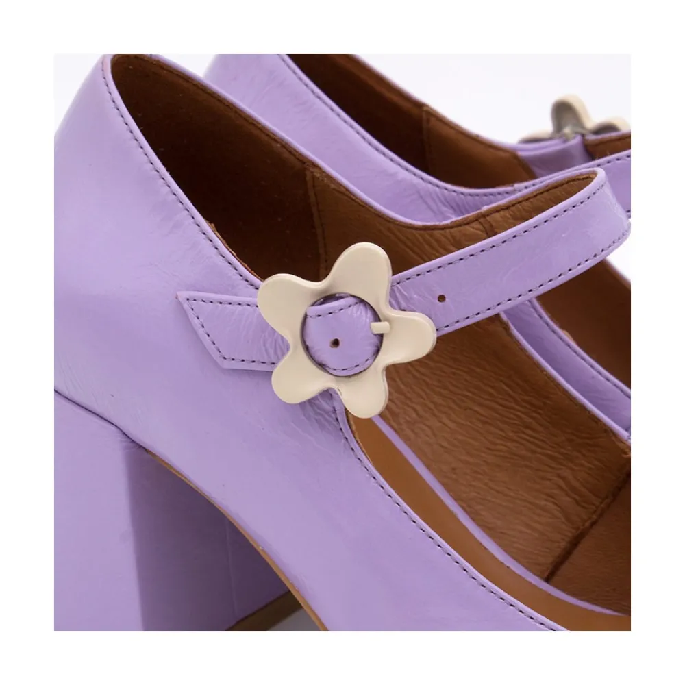 ANGEL ALARCON Jett Flower - Zapatos Mary Jane Con Hebilla De Flor Y Tacon Ancho Discount