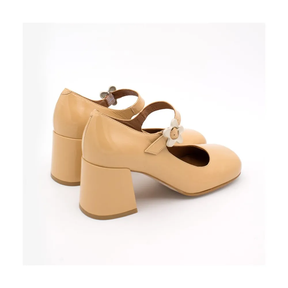 ANGEL ALARCON Jett Flower - Zapatos Mary Jane Con Hebilla De Flor Y Tacon Ancho Hot