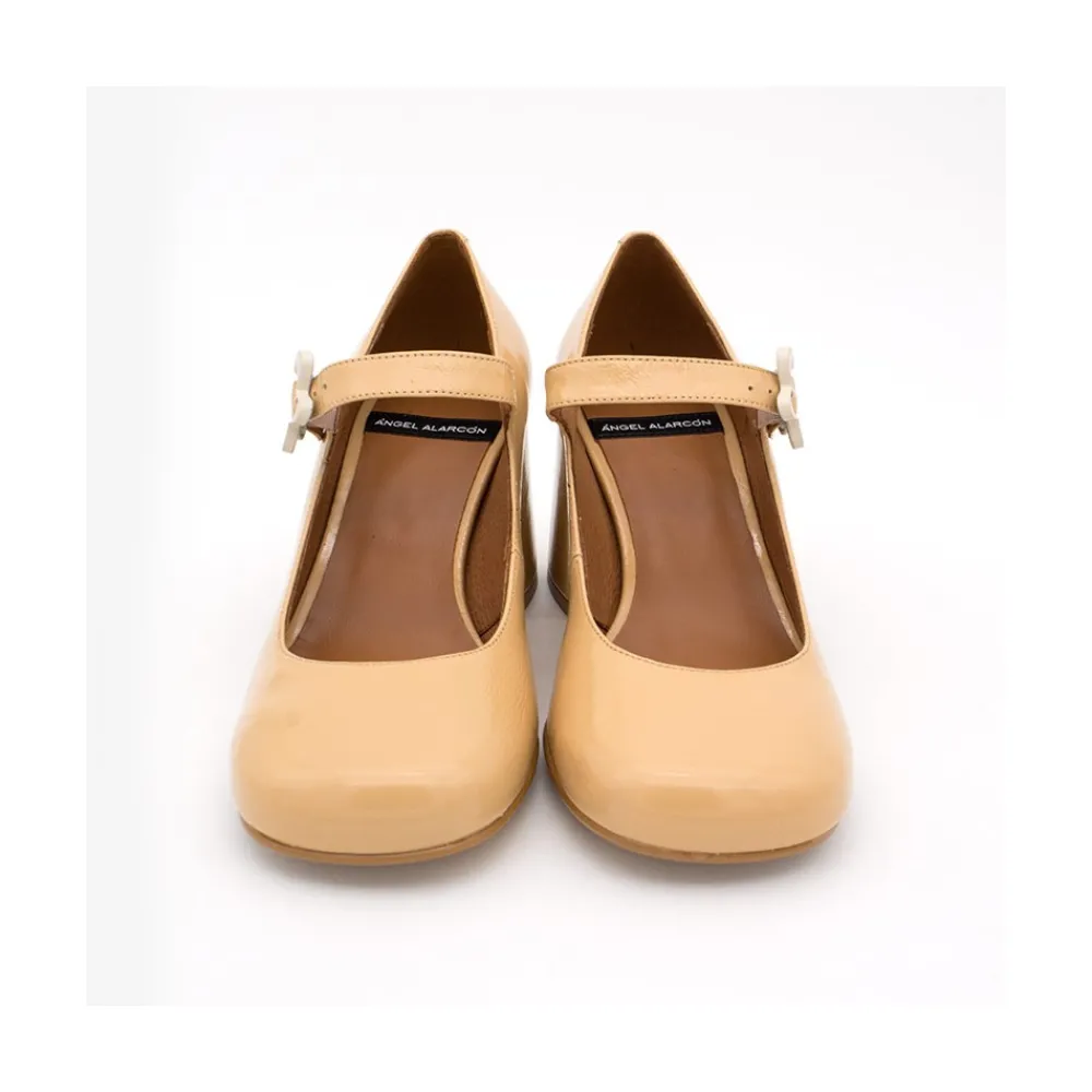 ANGEL ALARCON Jett Flower - Zapatos Mary Jane Con Hebilla De Flor Y Tacon Ancho Hot