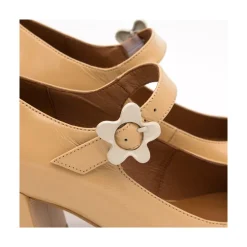 ANGEL ALARCON Jett Flower - Zapatos Mary Jane Con Hebilla De Flor Y Tacon Ancho Hot