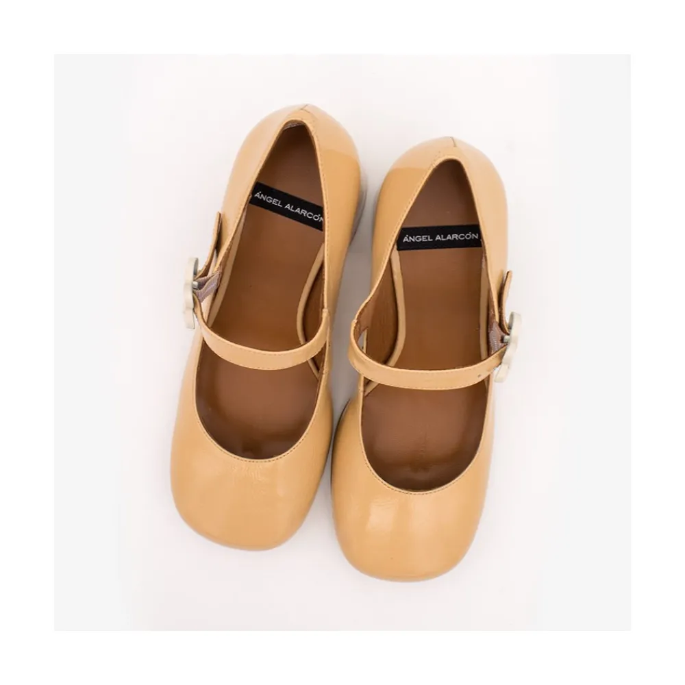 ANGEL ALARCON Jett Flower - Zapatos Mary Jane Con Hebilla De Flor Y Tacon Ancho Hot