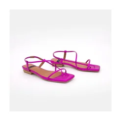 ANGEL ALARCON Julie - Sandalias De Dedo Planas De Tiras Minimalistas Metalizadas Discount