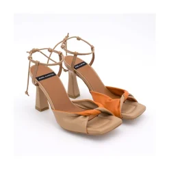 ANGEL ALARCON Karyn - Sandalia De Tacon Alto Con Pala Combinda Fruncida Discount