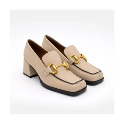 ANGEL ALARCON Kiski - Mocasin De Piel Con Tacon Ancho Y Adorno Metalico Sale