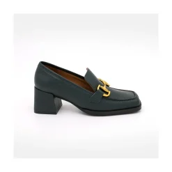 ANGEL ALARCON Kiski - Mocasin De Piel Con Tacon Ancho Y Adorno Metalico Online