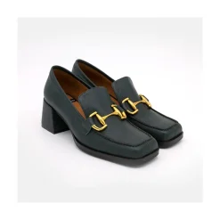 ANGEL ALARCON Kiski - Mocasin De Piel Con Tacon Ancho Y Adorno Metalico Online