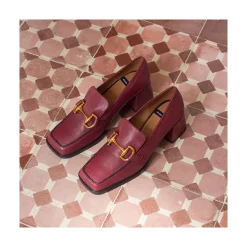 ANGEL ALARCON Kiski - Mocasin De Piel Con Tacon Ancho Y Adorno Metalico Clearance