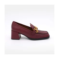 ANGEL ALARCON Kiski - Mocasin De Piel Con Tacon Ancho Y Adorno Metalico Clearance