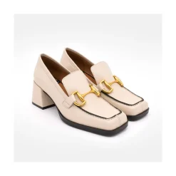 ANGEL ALARCON Kiski - Mocasin De Piel Con Tacon Ancho Y Adorno Metalico Sale