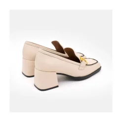 ANGEL ALARCON Kiski - Mocasin De Piel Con Tacon Ancho Y Adorno Metalico Sale