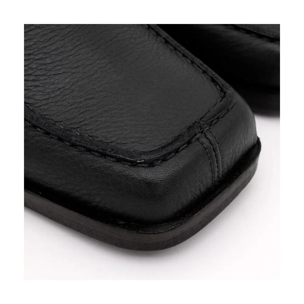 ANGEL ALARCON Kiski - Mocasin De Piel Con Tacon Ancho Y Adorno Metalico Outlet