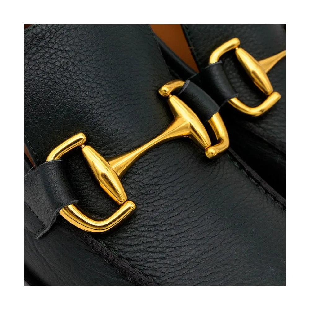 ANGEL ALARCON Kiski - Mocasin De Piel Con Tacon Ancho Y Adorno Metalico Outlet
