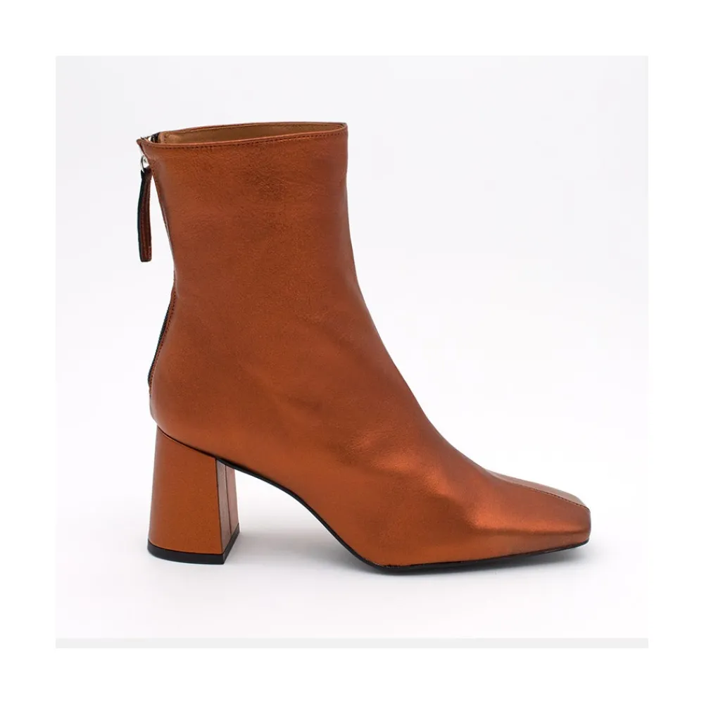 ANGEL ALARCON Lauryn - Botines Metalizados De Piel Con Tacon Ancho Clearance