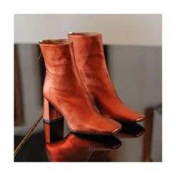 ANGEL ALARCON Lauryn - Botines Metalizados De Piel Con Tacon Ancho Clearance